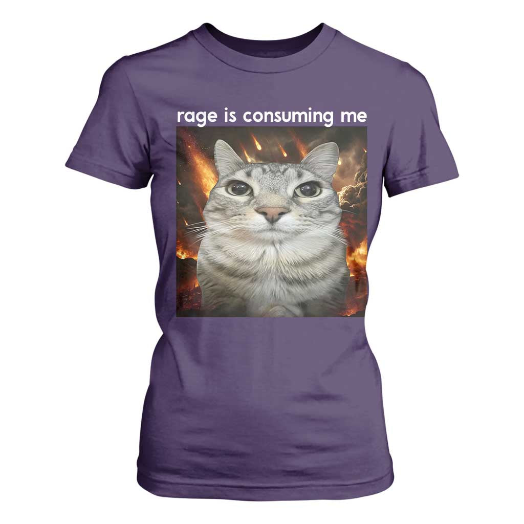 Rage Is Consuming Me Cat T Shirt For Women Funny Weird Humor Silly Cat Meme TS10 Purple Print Your Wear