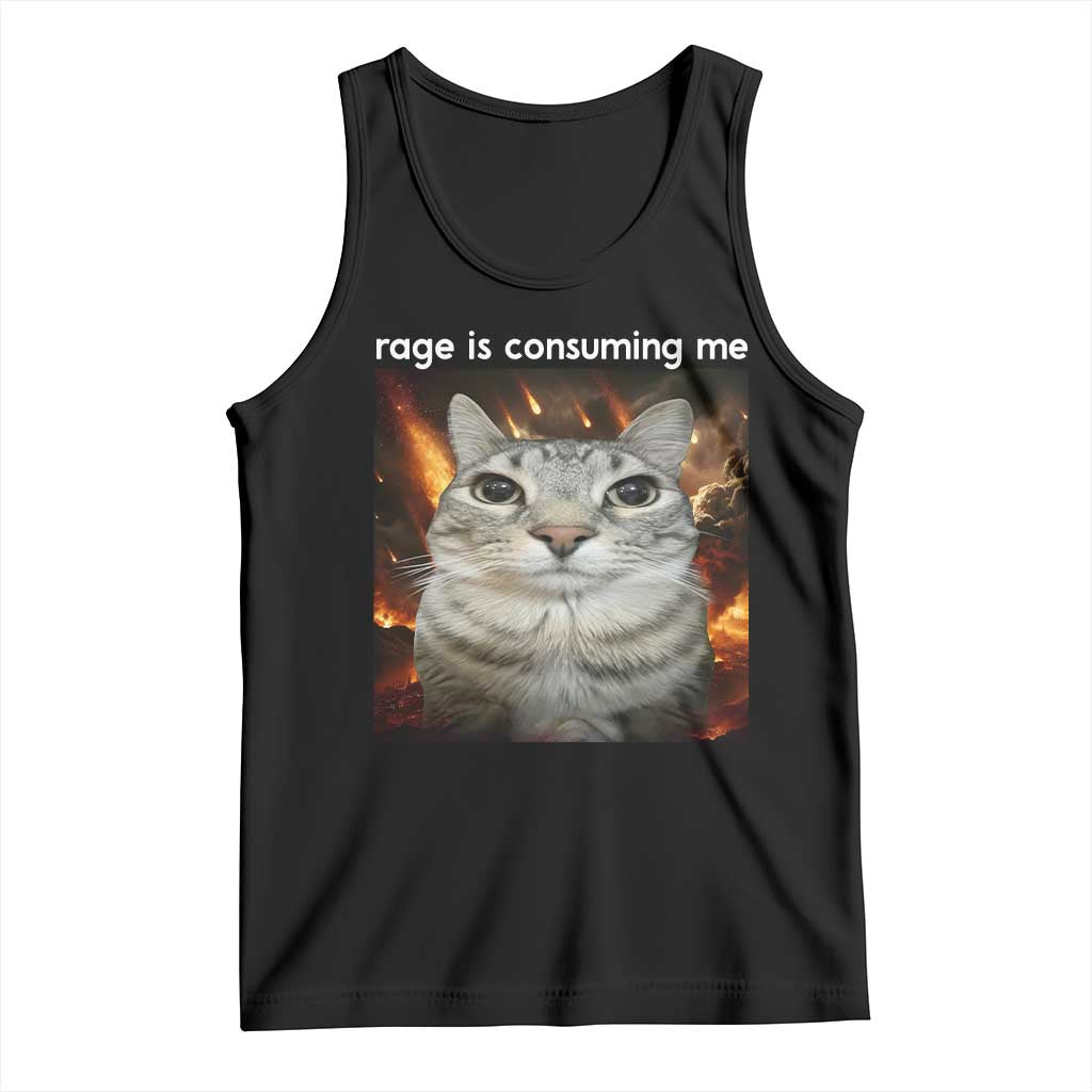 Rage Is Consuming Me Cat Tank Top Funny Weird Humor Silly Cat Meme TS10 Black Print Your Wear