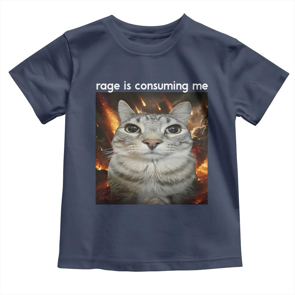 Rage Is Consuming Me Cat Toddler T Shirt Funny Weird Humor Silly Cat Meme TS10 Navy Print Your Wear