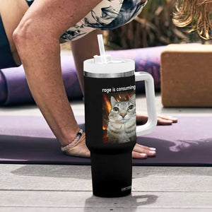 Rage Is Consuming Me Cat Tumbler With Handle Funny Weird Humor Silly Cat Meme TS10 Print Your Wear