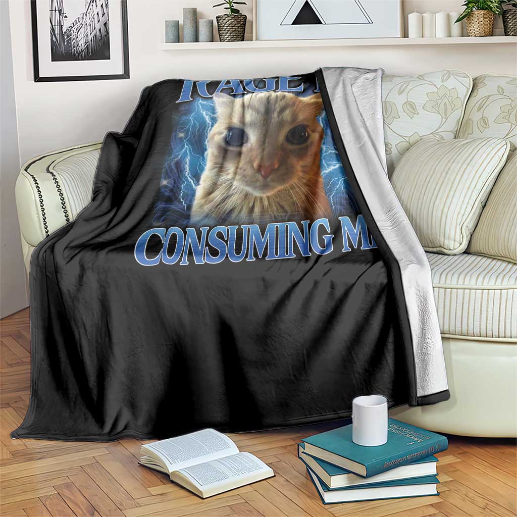 Rage Is Consuming Me Cat Meme Throw Blanket Funny Weird Humor Cat Face Bootleg TS10 Print Your Wear