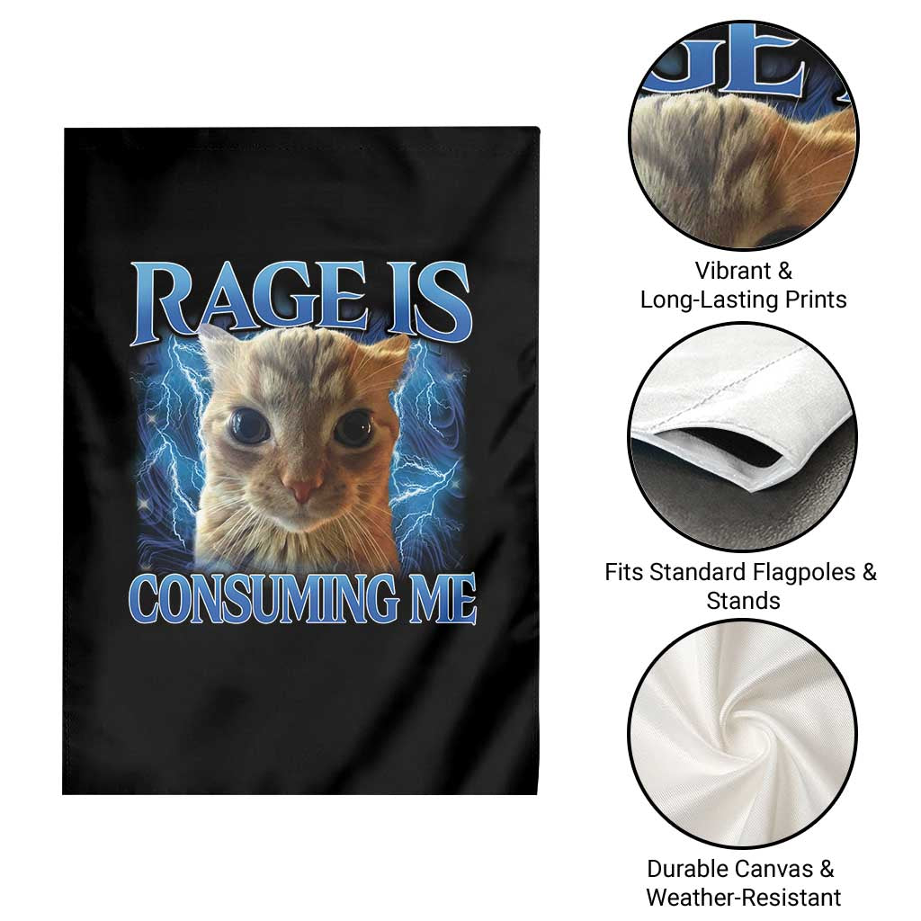 Rage Is Consuming Me Cat Meme Garden Flag Funny Weird Humor Cat Face Bootleg TS10 Print Your Wear