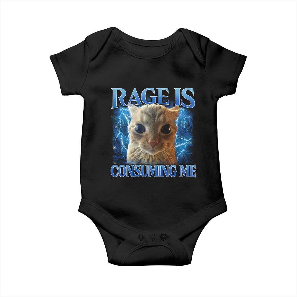 Rage Is Consuming Me Cat Meme Baby Onesie Funny Weird Humor Cat Face Bootleg TS10 Black Print Your Wear