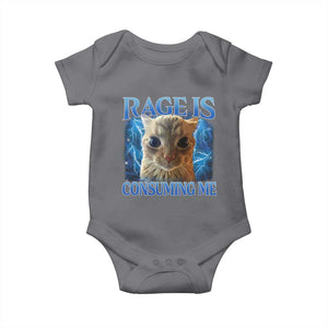 Rage Is Consuming Me Cat Meme Baby Onesie Funny Weird Humor Cat Face Bootleg TS10 Charcoal Print Your Wear