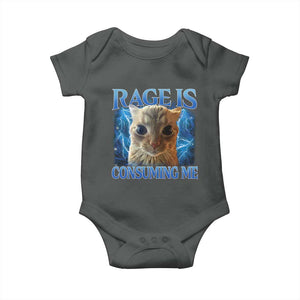 Rage Is Consuming Me Cat Meme Baby Onesie Funny Weird Humor Cat Face Bootleg TS10 Dark Heather Print Your Wear