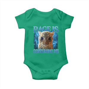 Rage Is Consuming Me Cat Meme Baby Onesie Funny Weird Humor Cat Face Bootleg TS10 Irish Green Print Your Wear