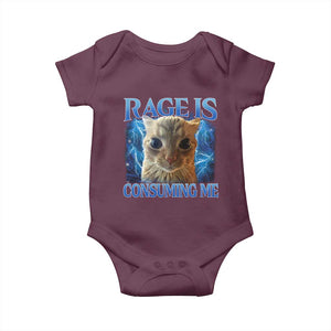 Rage Is Consuming Me Cat Meme Baby Onesie Funny Weird Humor Cat Face Bootleg TS10 Maroon Print Your Wear