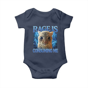 Rage Is Consuming Me Cat Meme Baby Onesie Funny Weird Humor Cat Face Bootleg TS10 Navy Print Your Wear
