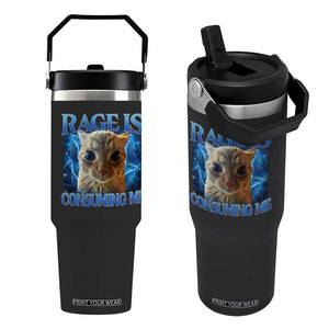 Rage Is Consuming Me Cat Meme Flip Straw Tumbler Funny Weird Humor Cat Face Bootleg TS10 One Size: 30 oz Black Print Your Wear