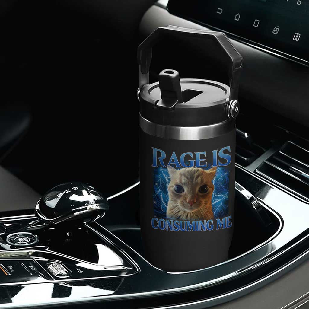 Rage Is Consuming Me Cat Meme Flip Straw Tumbler Funny Weird Humor Cat Face Bootleg TS10 Print Your Wear