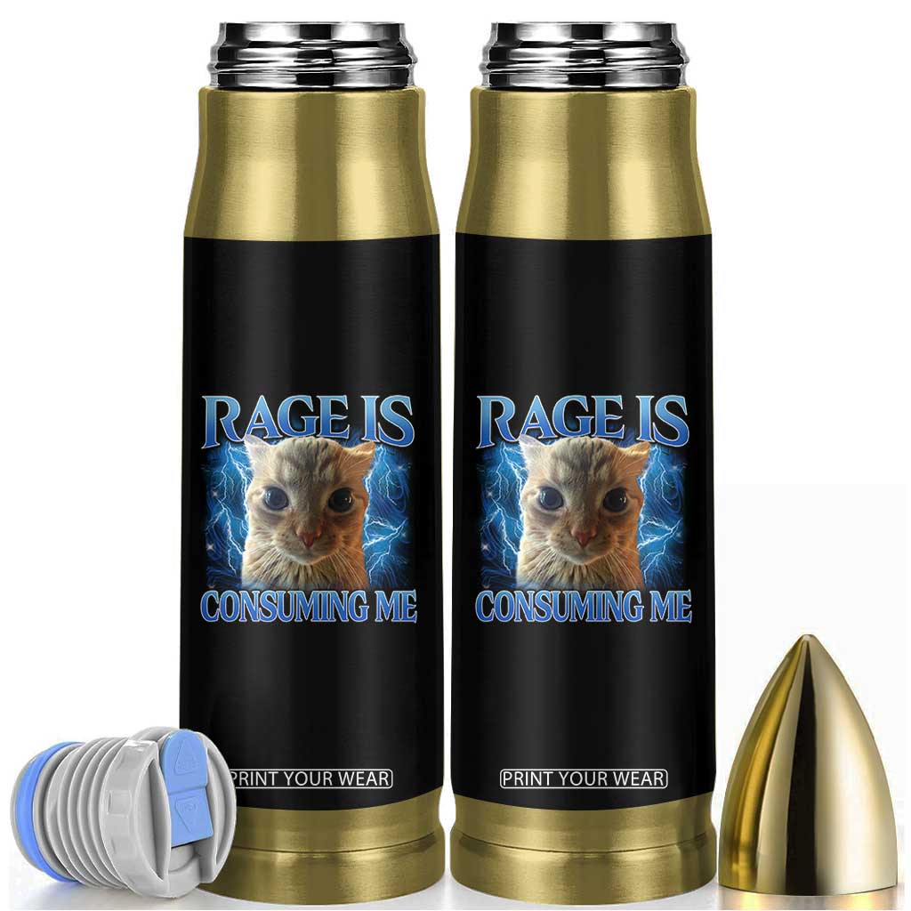 Rage Is Consuming Me Cat Meme Bullet Tumbler Funny Weird Humor Cat Face Bootleg TS10 Black Print Your Wear