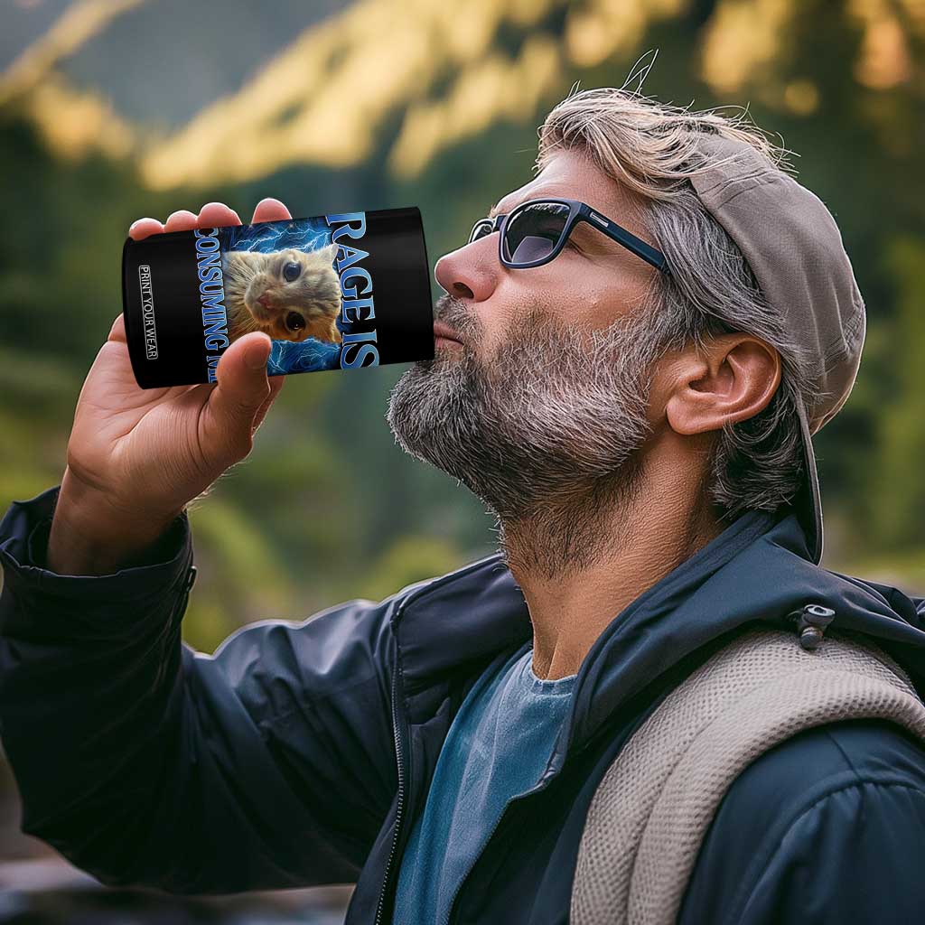 Rage Is Consuming Me Cat Meme 4 in 1 Can Cooler Tumbler Funny Weird Humor Cat Face Bootleg TS10 Print Your Wear