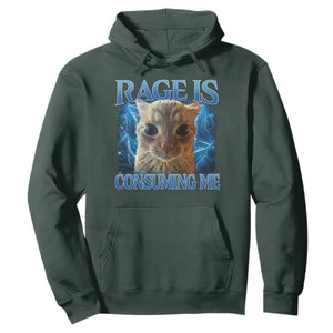 Rage Is Consuming Me Cat Meme Hoodie Funny Weird Humor Cat Face Bootleg TS10 Dark Forest Green Print Your Wear