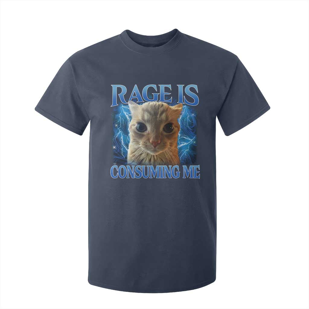 Rage Is Consuming Me Cat Meme T Shirt For Kid Funny Weird Humor Cat Face Bootleg TS10 Navy Print Your Wear