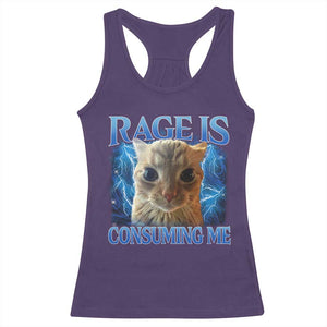 Rage Is Consuming Me Cat Meme Racerback Tank Top Funny Weird Humor Cat Face Bootleg TS10 Purple Print Your Wear