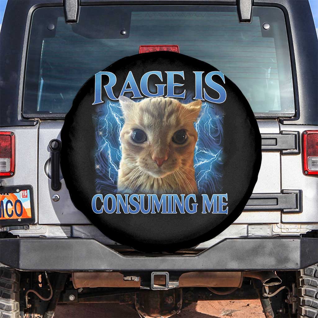 Rage Is Consuming Me Cat Meme Spare Tire Cover Funny Weird Humor Cat Face Bootleg TS10 No hole Black Print Your Wear