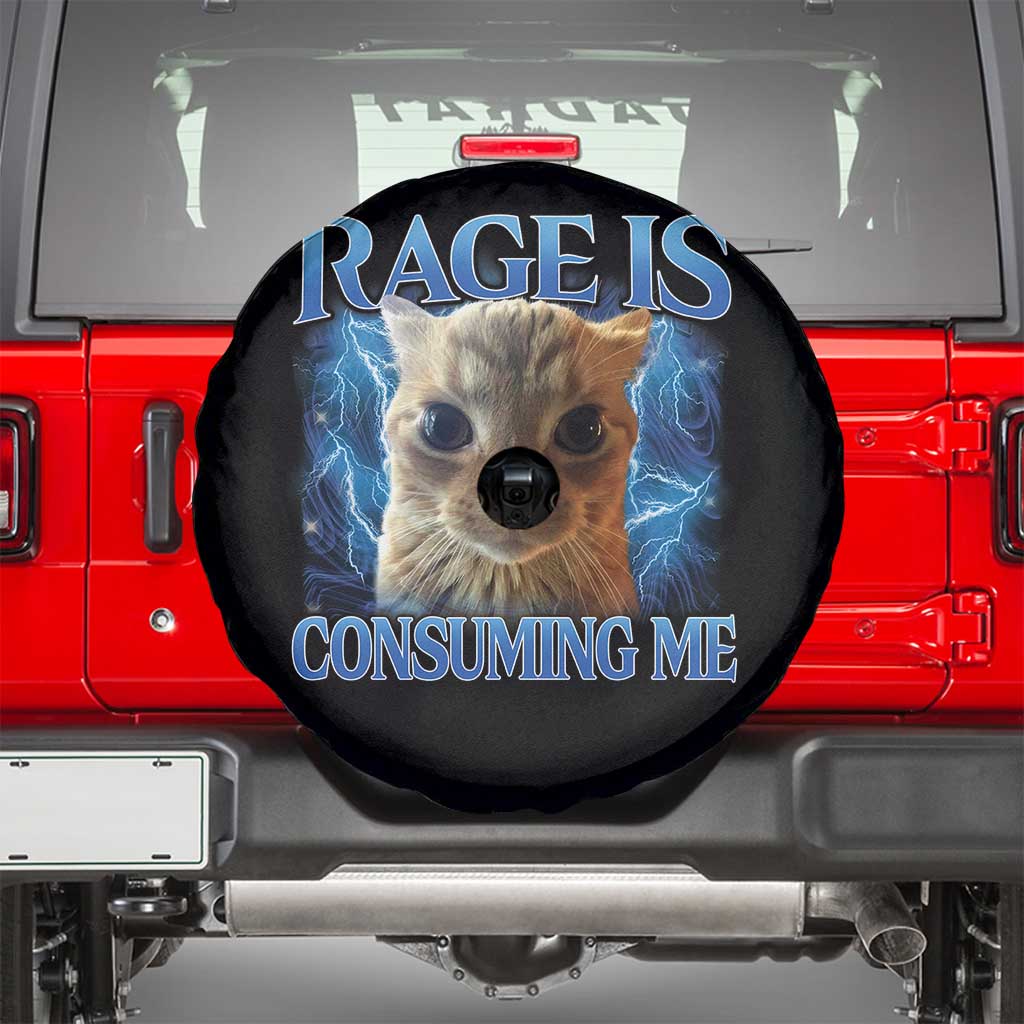 Rage Is Consuming Me Cat Meme Spare Tire Cover Funny Weird Humor Cat Face Bootleg TS10 Black Print Your Wear