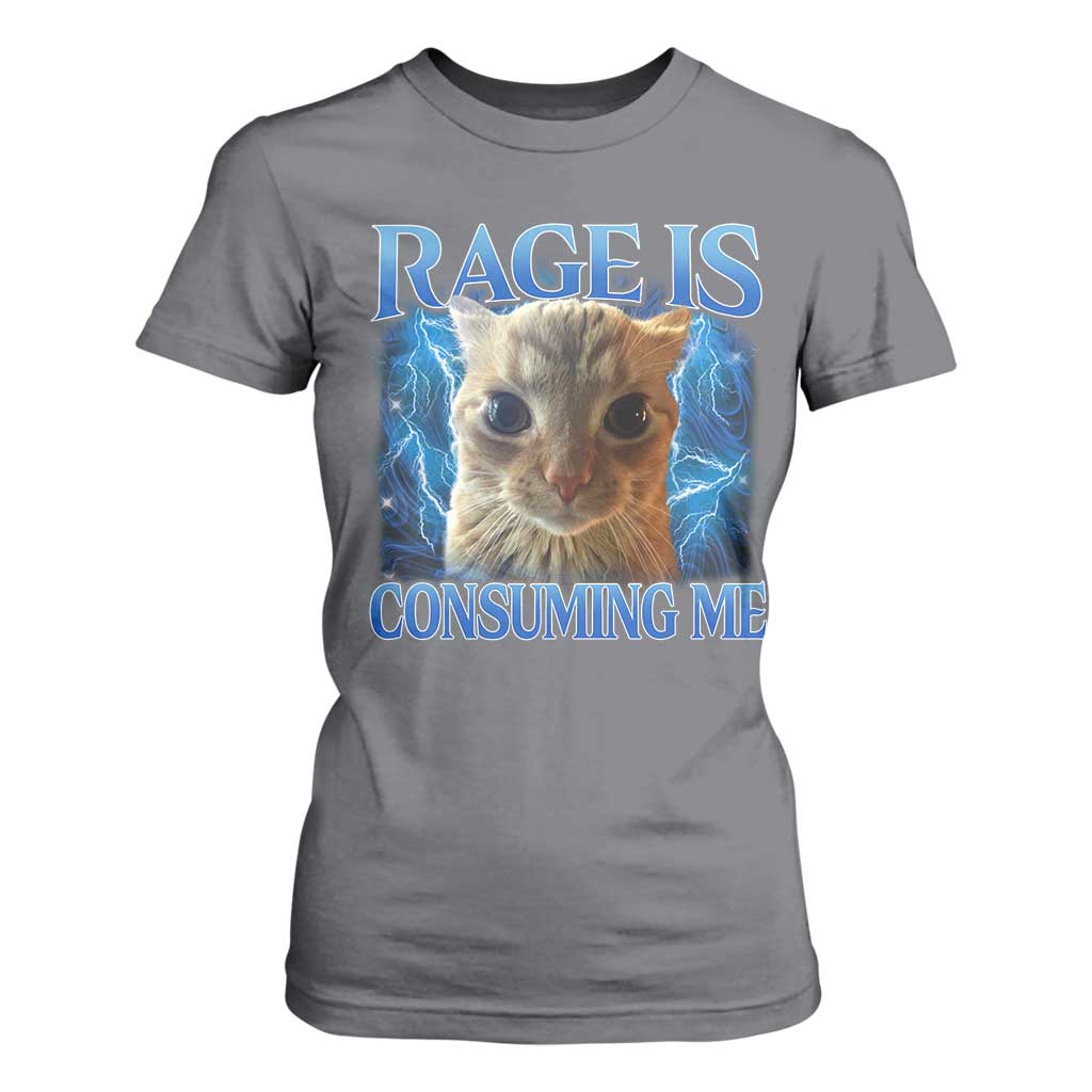 Rage Is Consuming Me Cat Meme T Shirt For Women Funny Weird Humor Cat Face Bootleg TS10 Charcoal Print Your Wear