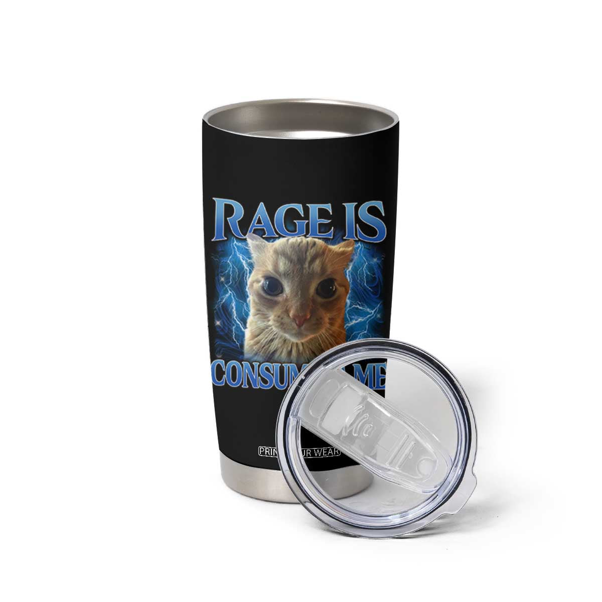 Rage Is Consuming Me Cat Meme Tumbler Cup Funny Weird Humor Cat Face Bootleg TS10 Print Your Wear