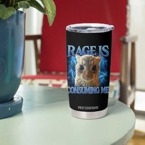 Rage Is Consuming Me Cat Meme Tumbler Cup Funny Weird Humor Cat Face Bootleg TS10 Print Your Wear