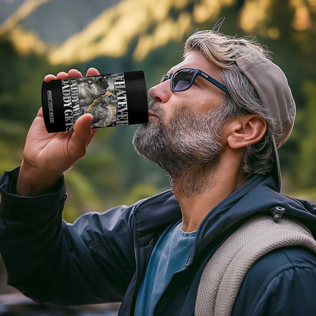 Funny Alpha Wolf Meme 4 in 1 Can Cooler Tumbler Whatever Daddy Wants Daddy Gets Cringe Humor TS10 Print Your Wear