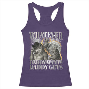 Funny Alpha Wolf Meme Racerback Tank Top Whatever Daddy Wants Daddy Gets Cringe Humor TS10 Purple Print Your Wear