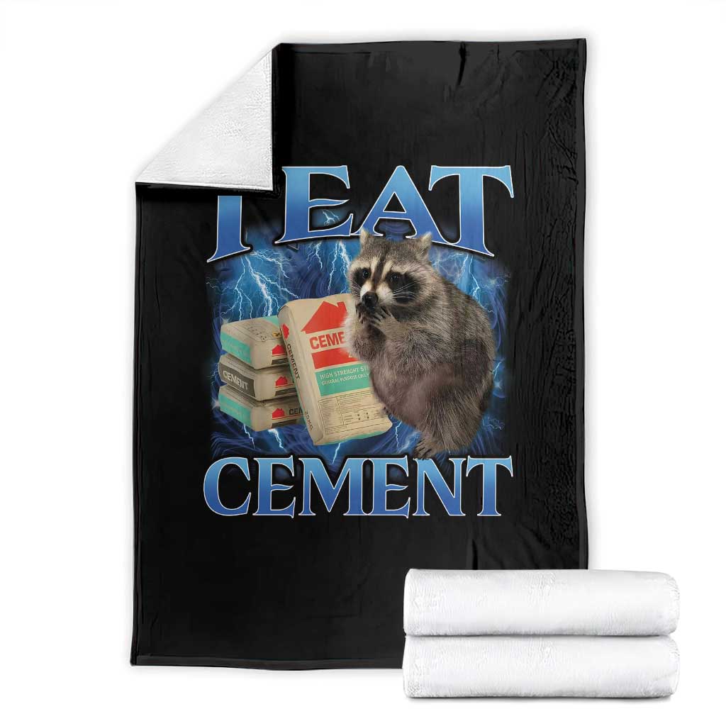 I Eat Cement Throw Blanket Cursed Raccoon Funny Oddly Dank Meme Gen Z TS10 Black Print Your Wear
