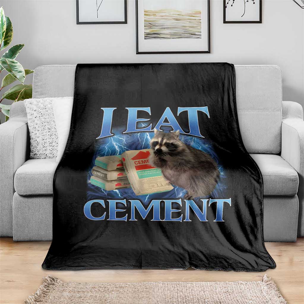 I Eat Cement Throw Blanket Cursed Raccoon Funny Oddly Dank Meme Gen Z TS10 Print Your Wear