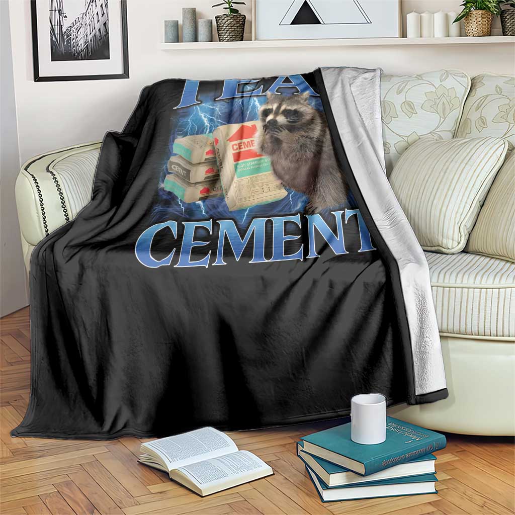 I Eat Cement Throw Blanket Cursed Raccoon Funny Oddly Dank Meme Gen Z TS10 Print Your Wear