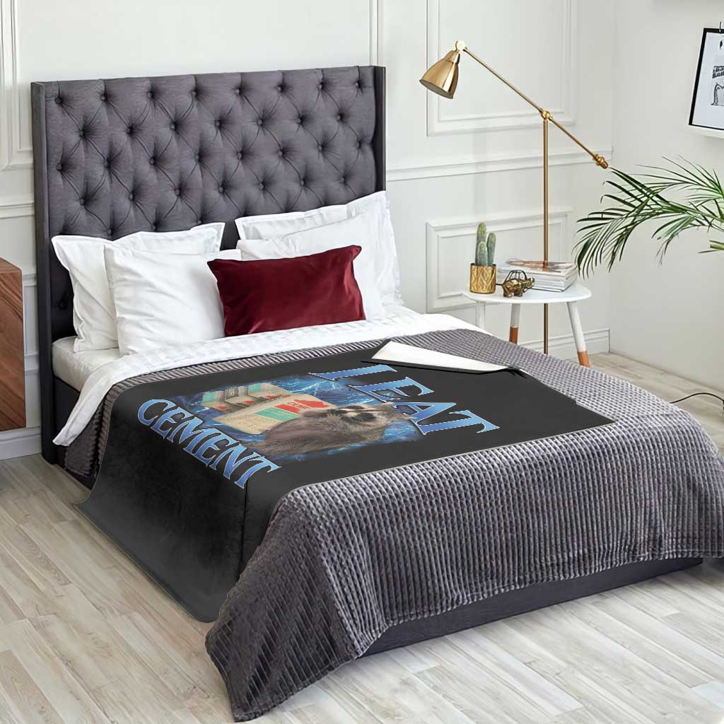I Eat Cement Throw Blanket Cursed Raccoon Funny Oddly Dank Meme Gen Z TS10 Print Your Wear