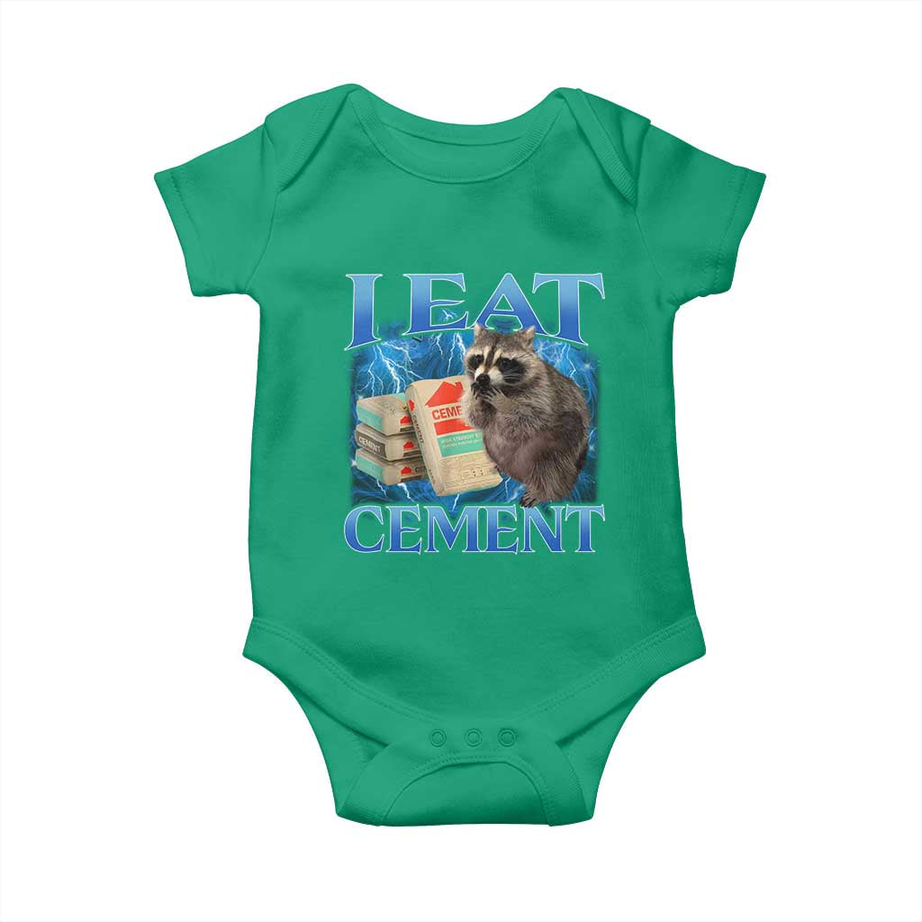 I Eat Cement Baby Onesie Cursed Raccoon Funny Oddly Dank Meme Gen Z TS10 Irish Green Print Your Wear