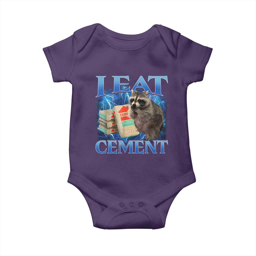 I Eat Cement Baby Onesie Cursed Raccoon Funny Oddly Dank Meme Gen Z TS10 Purple Print Your Wear
