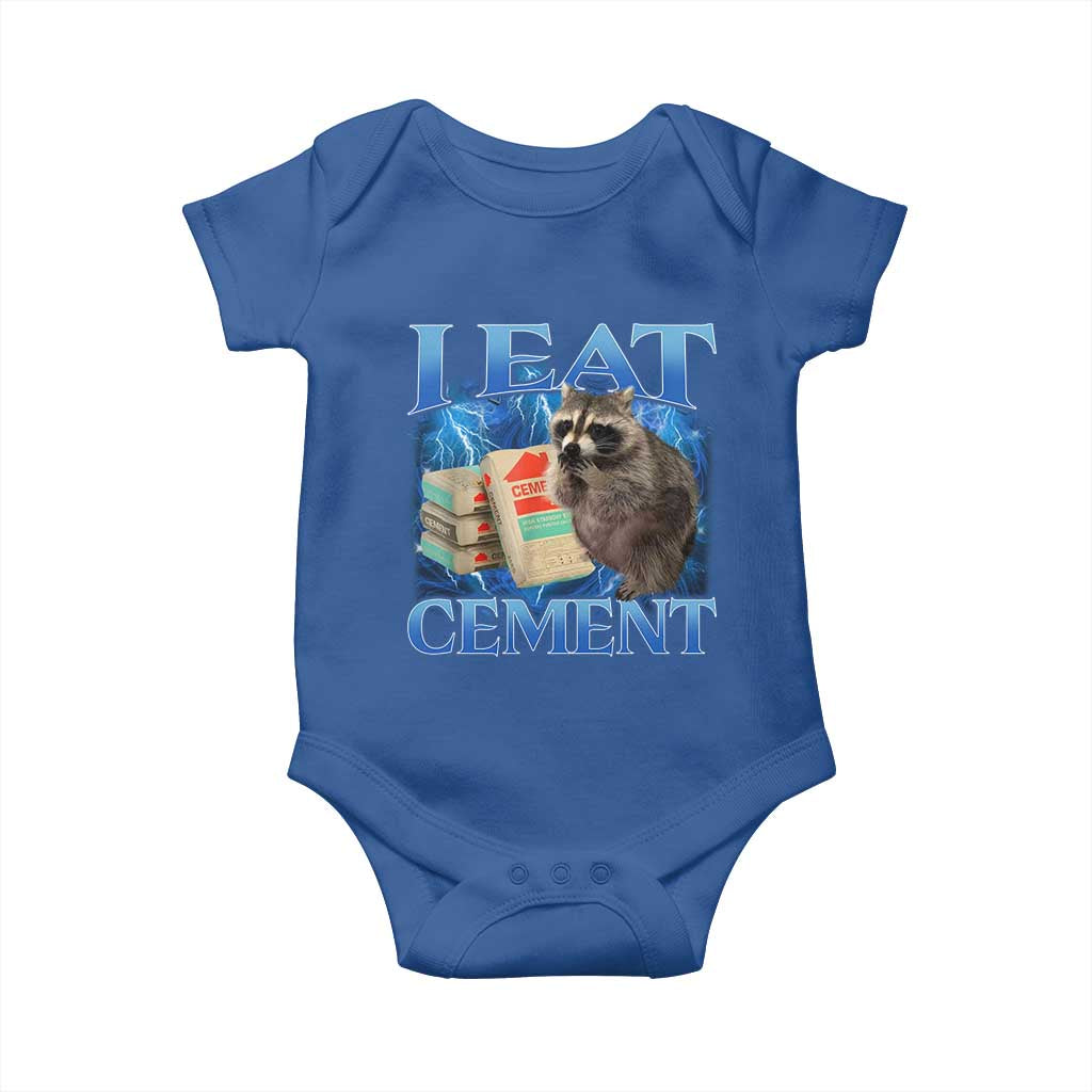 I Eat Cement Baby Onesie Cursed Raccoon Funny Oddly Dank Meme Gen Z TS10 Royal Blue Print Your Wear
