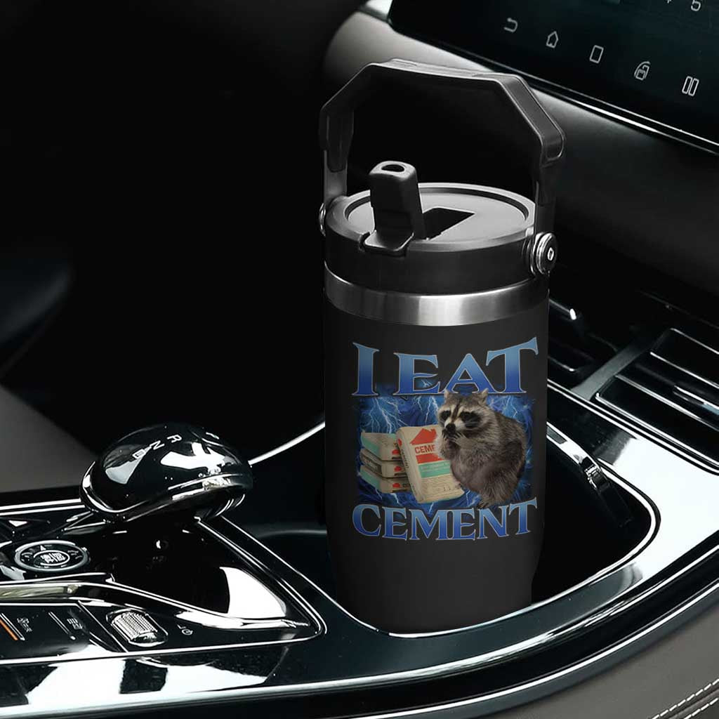 I Eat Cement Flip Straw Tumbler Cursed Raccoon Funny Oddly Dank Meme Gen Z TS10 Print Your Wear