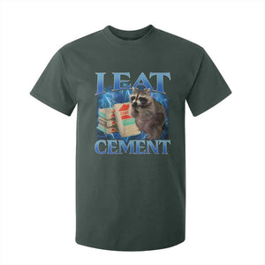 I Eat Cement T Shirt For Kid Cursed Raccoon Funny Oddly Dank Meme Gen Z TS10 Dark Forest Green Print Your Wear