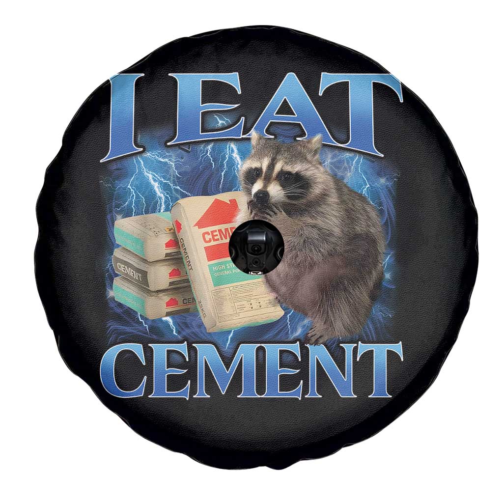 I Eat Cement Spare Tire Cover Cursed Raccoon Funny Oddly Dank Meme Gen Z TS10 Print Your Wear