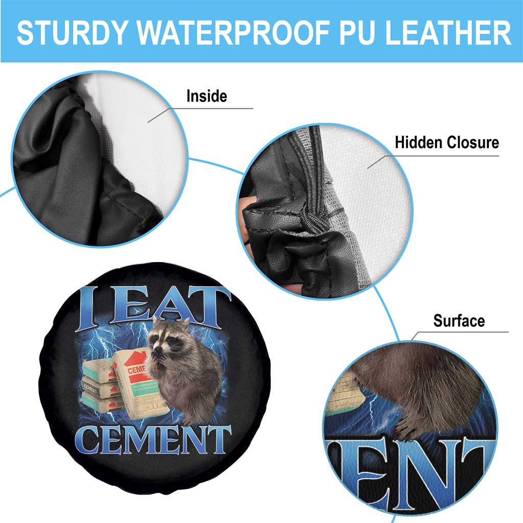 I Eat Cement Spare Tire Cover Cursed Raccoon Funny Oddly Dank Meme Gen Z TS10 Print Your Wear