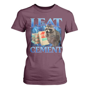 I Eat Cement T Shirt For Women Cursed Raccoon Funny Oddly Dank Meme Gen Z TS10 Maroon Print Your Wear