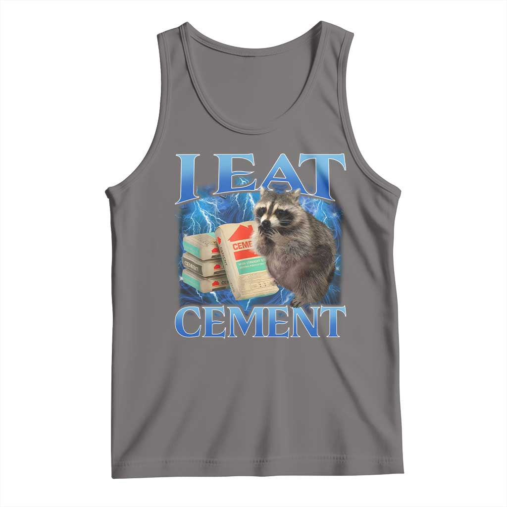 I Eat Cement Tank Top Cursed Raccoon Funny Oddly Dank Meme Gen Z TS10 Deep Heather Print Your Wear