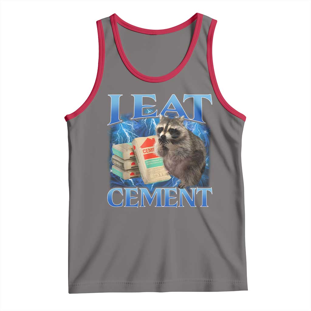 I Eat Cement Tank Top Cursed Raccoon Funny Oddly Dank Meme Gen Z TS10 Deep Heather Red Print Your Wear