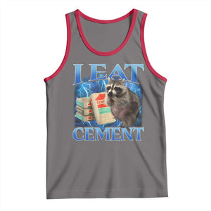 I Eat Cement Tank Top Cursed Raccoon Funny Oddly Dank Meme Gen Z TS10 Deep Heather Red Print Your Wear