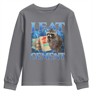 I Eat Cement Youth Sweatshirt Cursed Raccoon Funny Oddly Dank Meme Gen Z TS10 Charcoal Print Your Wear