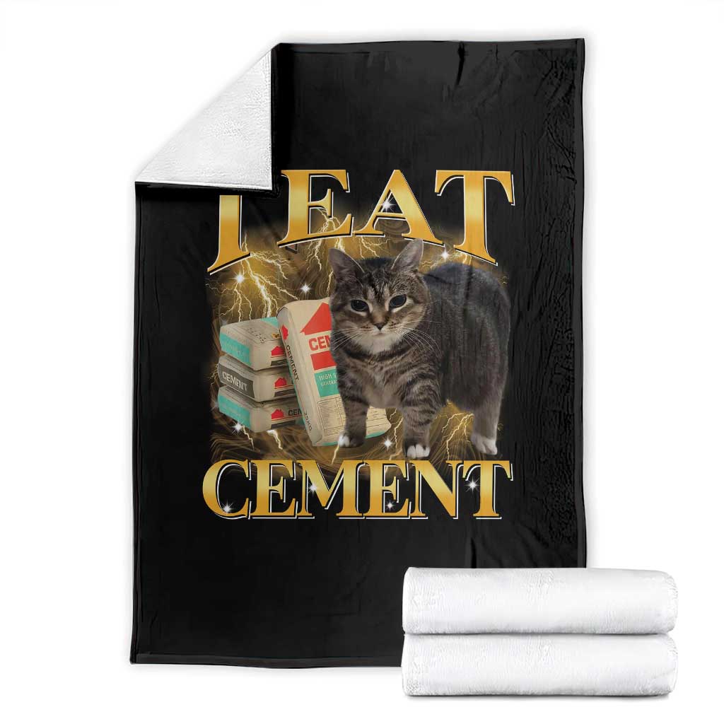 I Eat Cement Cat Meme Throw Blanket Funny Internet Memes Bootleg Cursed Cat Lovers TS10 Black Print Your Wear