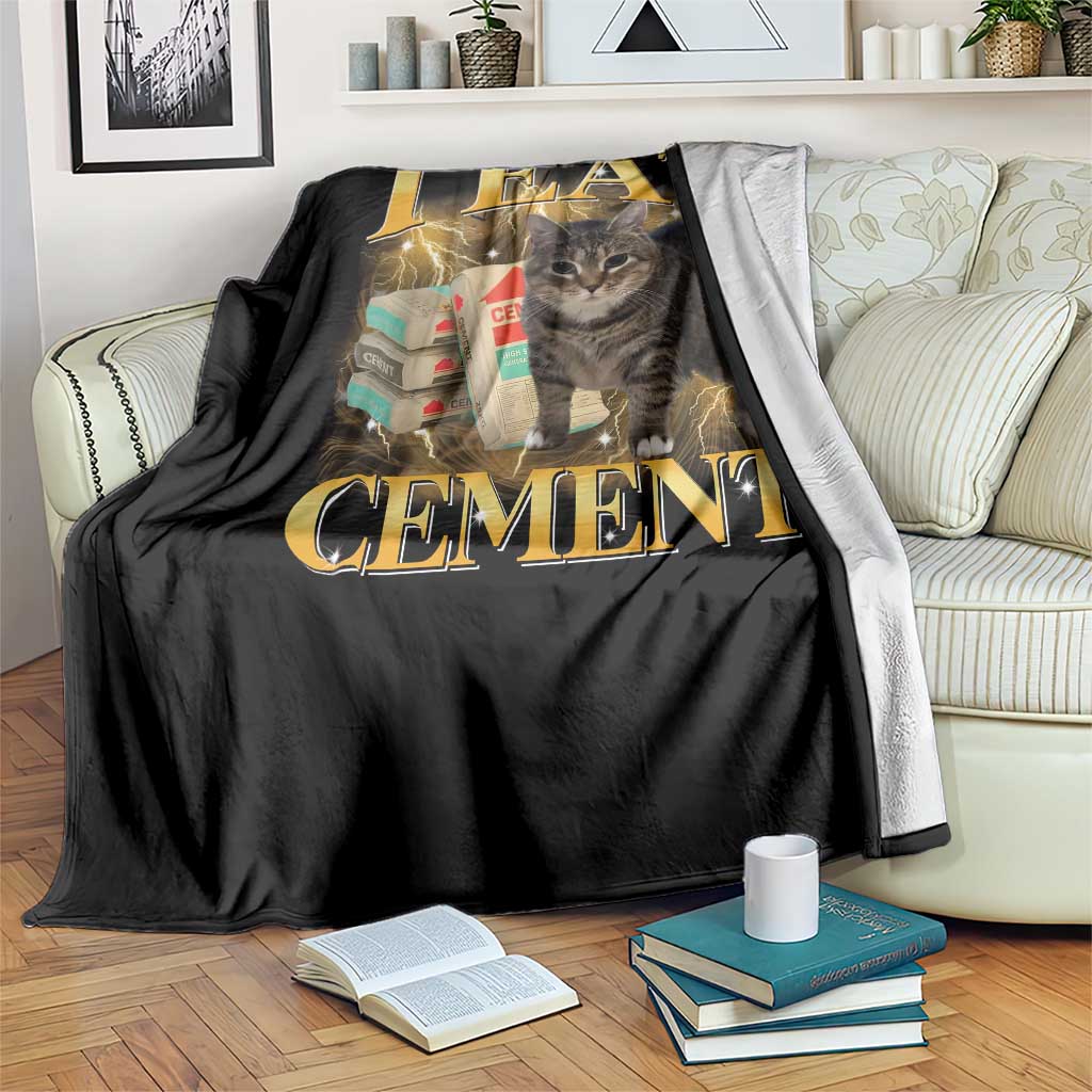 I Eat Cement Cat Meme Throw Blanket Funny Internet Memes Bootleg Cursed Cat Lovers TS10 Print Your Wear