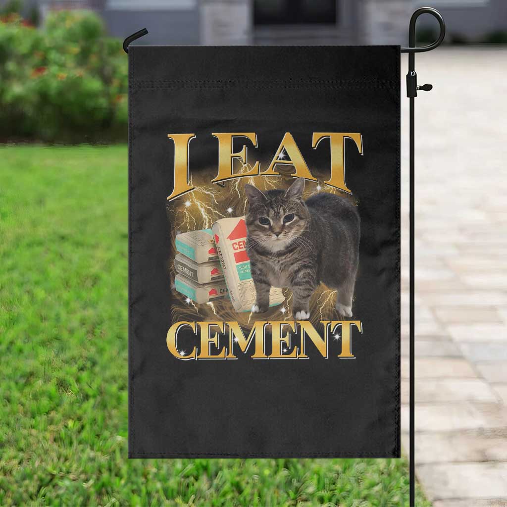 I Eat Cement Cat Meme Garden Flag Funny Internet Memes Bootleg Cursed Cat Lovers TS10 Print Your Wear