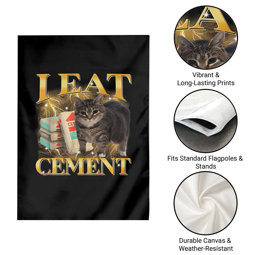 I Eat Cement Cat Meme Garden Flag Funny Internet Memes Bootleg Cursed Cat Lovers TS10 Print Your Wear
