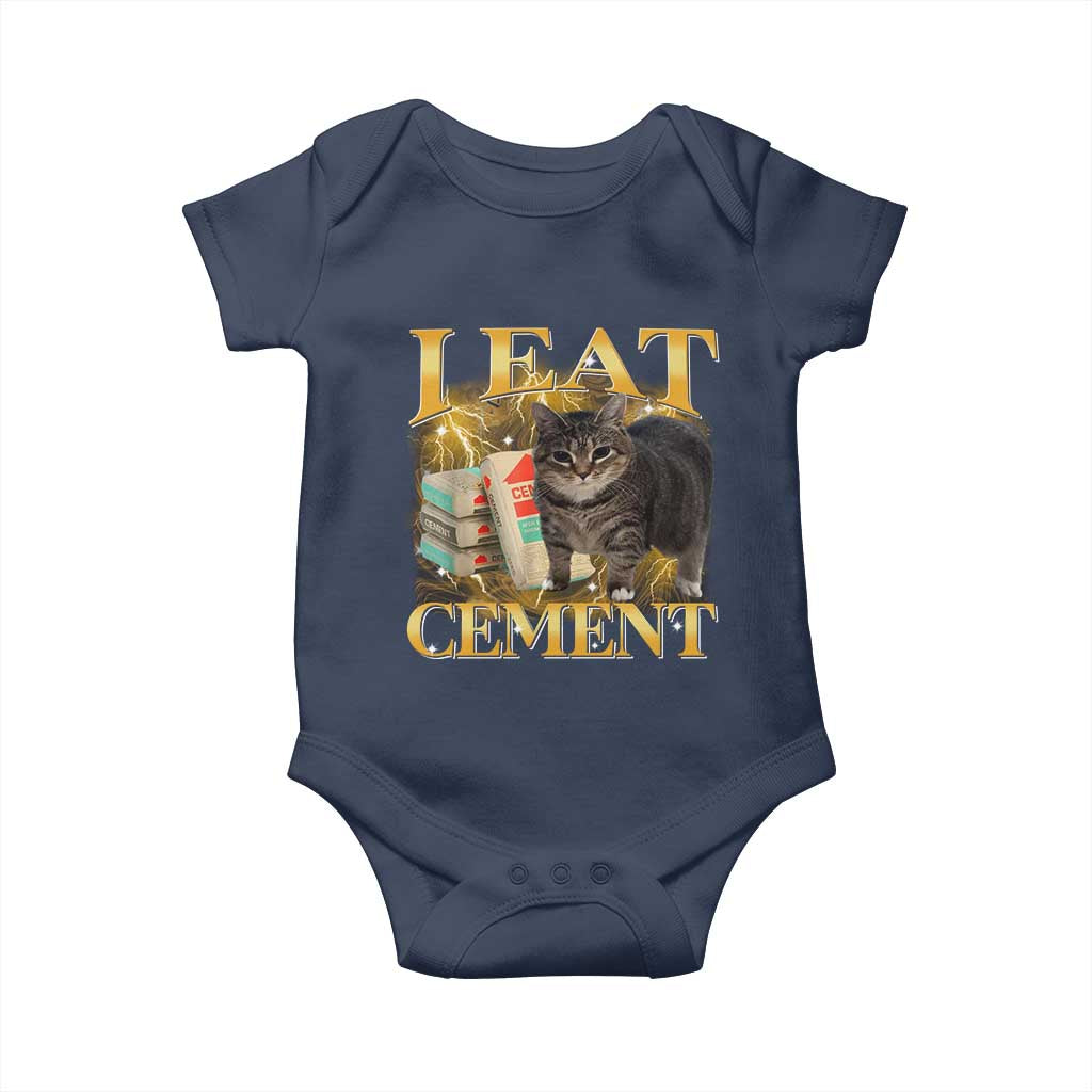 I Eat Cement Cat Meme Baby Onesie Funny Internet Memes Bootleg Cursed Cat Lovers TS10 Navy Print Your Wear