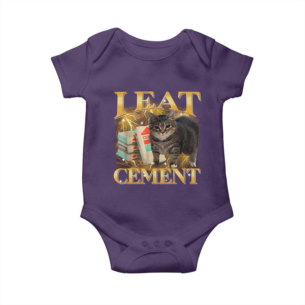 I Eat Cement Cat Meme Baby Onesie Funny Internet Memes Bootleg Cursed Cat Lovers TS10 Purple Print Your Wear