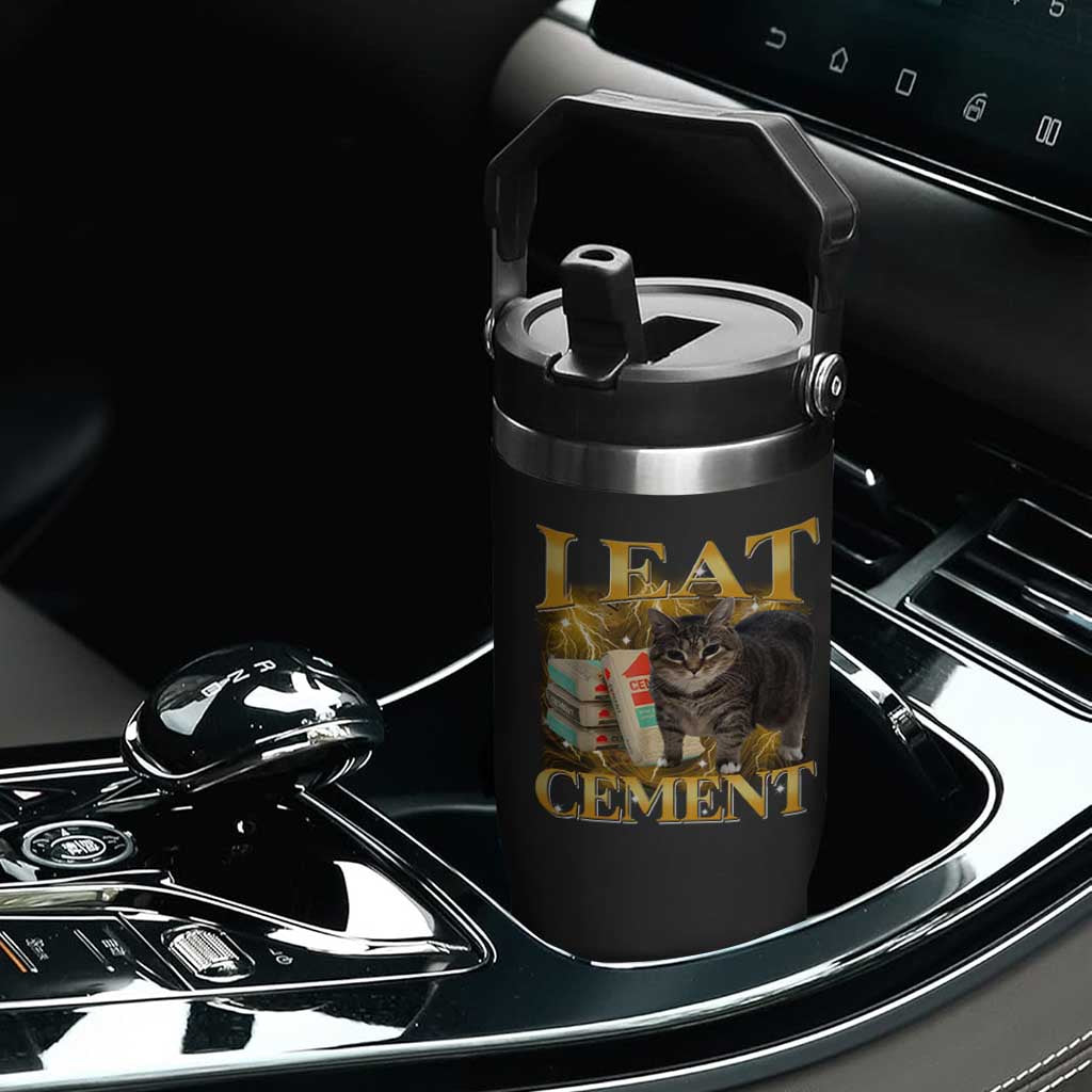 I Eat Cement Cat Meme Flip Straw Tumbler Funny Internet Memes Bootleg Cursed Cat Lovers TS10 Print Your Wear