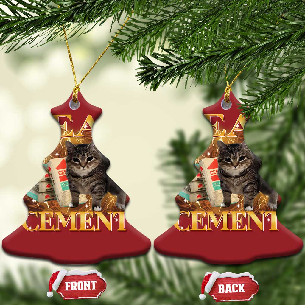 I Eat Cement Cat Meme Christmas Ornament Funny Internet Memes Bootleg Cursed Cat Lovers TS10 Christmas Tree Red Print Your Wear
